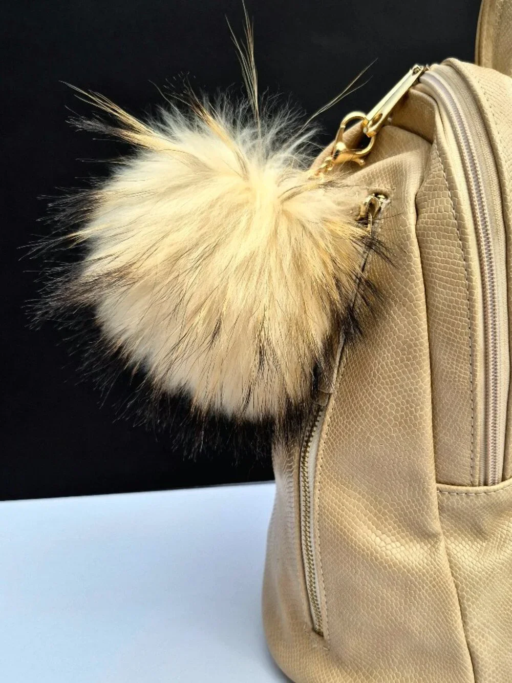 Real Raccon Fur Pom Pom Key chain | Fluffy Bag Charm Accessory
